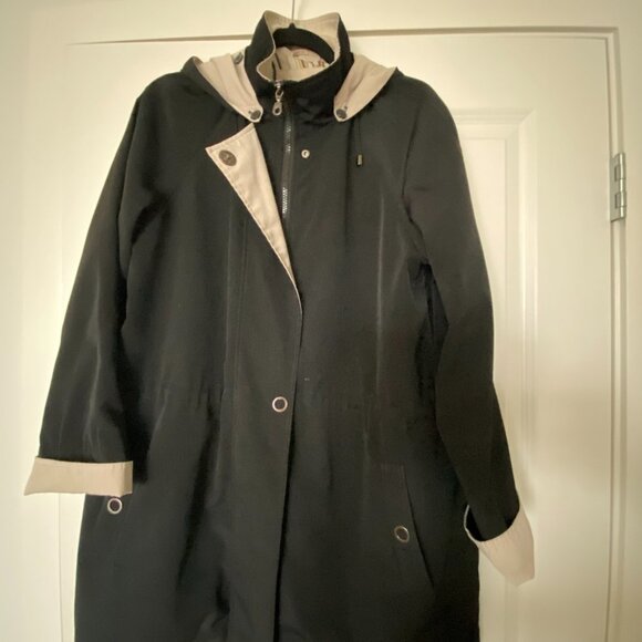 Liz Claiborne CLASSICS Vintage Lightweight Hooded Jacket Black/Beige Size L - Picture 3 of 7